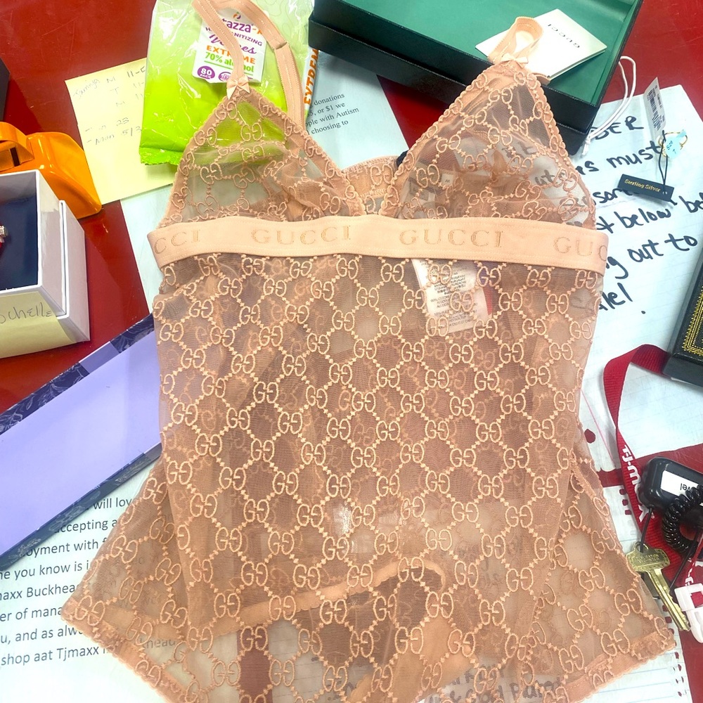 Tan Gucci Bodysuit